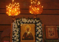 Икона с частичкой мощей святой блаженной Матроны Московской в Курчатовском храме
